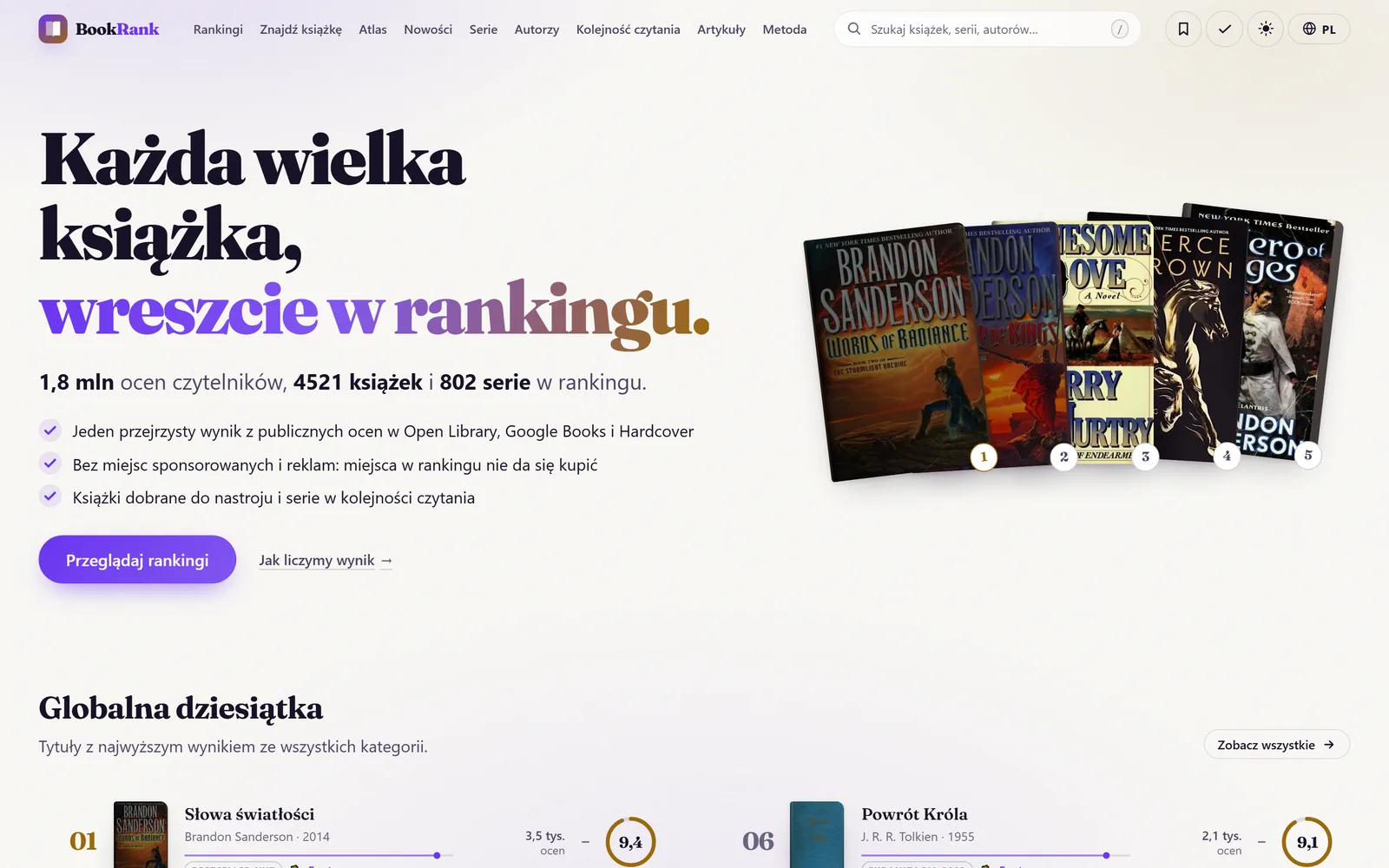 openbookrank.com na komputerze: ranking książek
