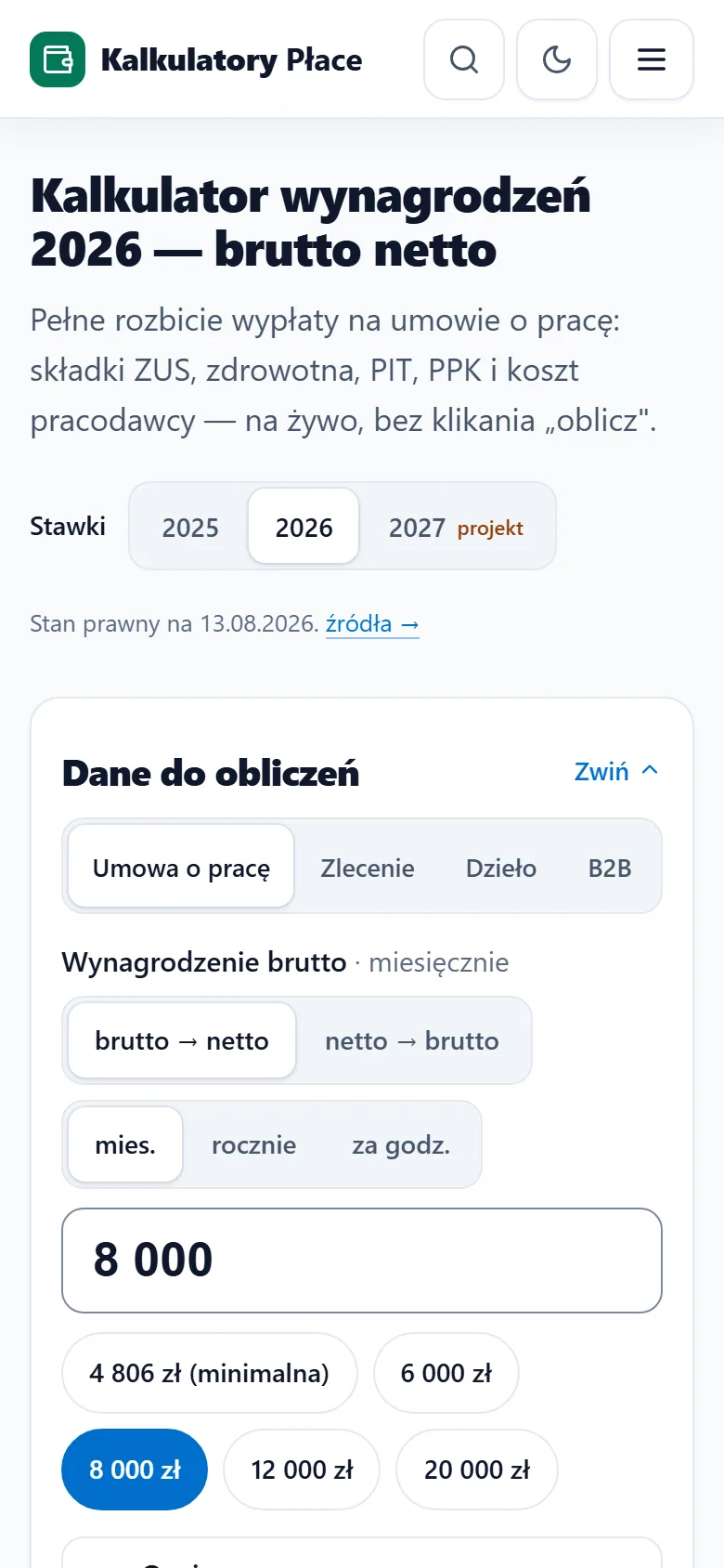 kalkulatory-place.pl na telefonie