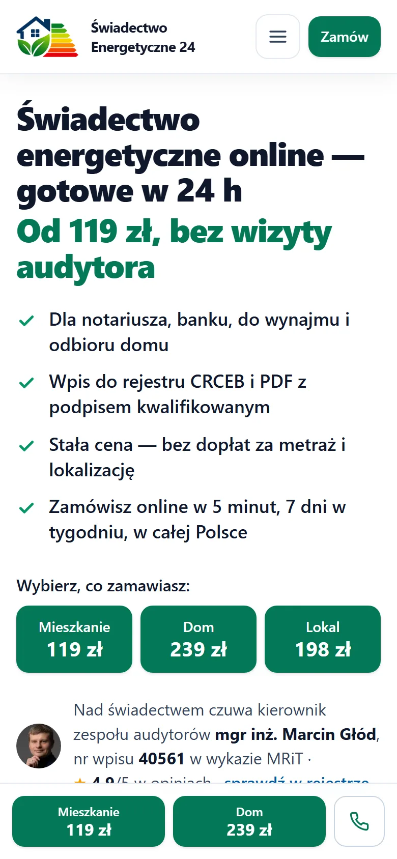 swiadectwo-energetyczne24.pl na telefonie